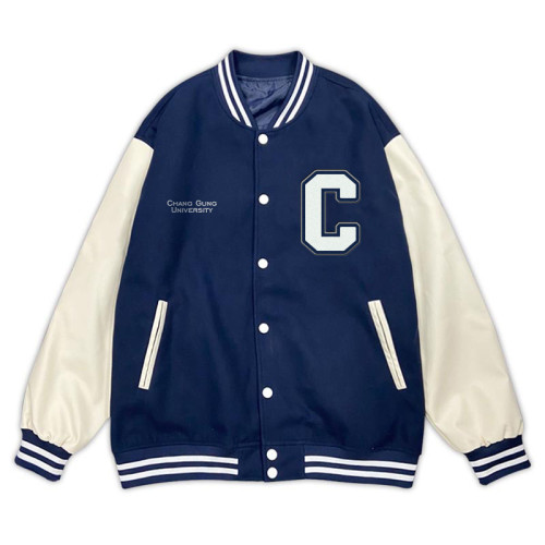 【最後五件！福利品，無法退換貨】CGU美式經典棒球外套_深藍