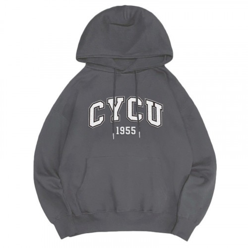 【售完不補】CYCU立體毛巾繡落肩帽T_摩卡灰
