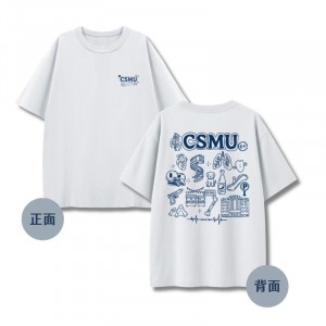 【預購已截止，6/3陸續出貨】CSMU校園日常插畫寬版短T_白色