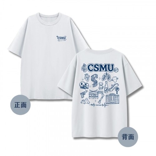 【預購已截止，6/3陸續出貨】CSMU校園日常插畫寬版短T_白色