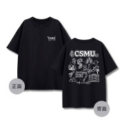 【預購已截止，6/3陸續出貨】CSMU校園日常插畫寬版短T_黑色