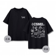 【預購已截止，6/3陸續出貨】CSMU校園日常插畫寬版短T_黑色