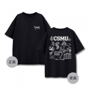 【預購已截止，6/3陸續出貨】CSMU校園日常插畫寬版短T_黑色