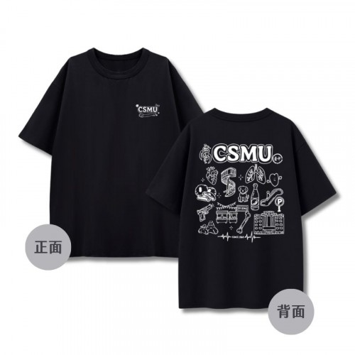 【預購已截止，6/3陸續出貨】CSMU校園日常插畫寬版短T_黑色