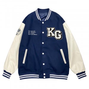 【預購至6/15，7/20陸續出貨】KGHS美式經典棒球外套_深藍斑馬
