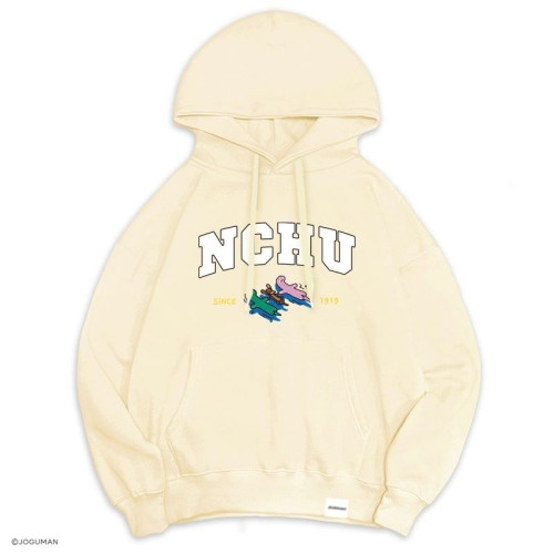 【預購至11/8，12/14陸續出貨】NCHU遇見JOGUMAN落肩帽T_奶油白