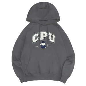 【預購至11/15，12/21陸續出貨】CPU警大毛巾繡落肩帽T_摩卡灰